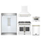 Forno 5-Piece Appliance Package - 36-Inch Galiano French Door Dual Fuel Range, Wall Mount Range Hood, 60-Inch Refrigerator, Dishwasher, and 24-Inch Microwave Drawer in White with Antique Brass Trim