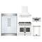 Forno 5-Piece Appliance Package - 36-Inch Galiano French Door Dual Fuel Range, Wall Mount Range Hood, 60-Inch Refrigerator, Dishwasher, and 30-Inch Microwave Drawer in White with Antique Brass Trim