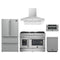 Forno 5-Piece Appliance Package - 48-Inch Galiano French Door Dual Fuel Range, Wall Mount Range Hood, 36-Inch Refrigerator, Dishwasher, and 30-Inch Microwave Drawer in Stainless Steel