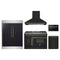 Forno 5-Piece Appliance Package - 48-Inch Galiano French Door Dual Fuel Range, Wall Mount Range Hood, 60-Inch Refrigerator, Dishwasher, and 24-Inch Microwave Drawer in Black with Antique Brass Trim
