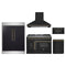 Forno 5-Piece Appliance Package - 48-Inch Galiano French Door Dual Fuel Range, Wall Mount Range Hood, 60-Inch Refrigerator, Dishwasher, and 30-Inch Microwave Drawer in Black with Antique Brass Trim