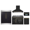 Forno 5-Piece Appliance Package - 48-Inch Galiano French Door Dual Fuel Range, Wall Mount Range Hood, 60-Inch Refrigerator, Dishwasher, and 30-Inch Microwave Oven in Black with Antique Brass Trim