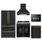 Forno 5-Piece Appliance Package - 30-inch Dual Fuel Range, Hood, Refrigerator, Dishwasher and 24-Inch Microwave Oven in Black with Antique Brass Trim