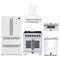 Forno 5-Piece Appliance Package - 30-inch Dual Fuel Range, Hood, Refrigerator, Dishwasher and 30-Inch Microwave Drawer in White with Antique Brass Trim