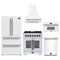Forno 5-Piece Appliance Package - 30-inch Dual Fuel Range, Hood, Refrigerator, Dishwasher and 30-Inch Microwave Oven in White with Antique Brass Trim