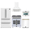 Forno 5-Piece Appliance Package - 30-inch Dual Fuel Range, Hood, Refrigerator, Dishwasher and 24-Inch Microwave Oven in White with Antique Brass Trim