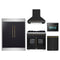Forno 5-Piece Appliance Package - 36-inch Dual Fuel Range, Hood, Refrigerator, Dishwasher and 24-Inch Microwave Oven in Black with Antique Brass Trim