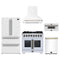 Forno 5-Piece Appliance Package - 36-inch Dual Fuel Range, Hood, Refrigerator, Dishwasher and 30-Inch Microwave Drawer in White with Antique Brass Trim