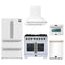 Forno 5-Piece Appliance Package - 36-inch Dual Fuel Range, Hood, Refrigerator, Dishwasher and 24-Inch Microwave Oven in White with Antique Brass Trim