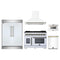 Forno 5-Piece Appliance Package - 48-inch Dual Fuel Range, Hood, Refrigerator, Dishwasher and 24-Inch Microwave Drawer in White with Antique Brass Trim