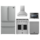 Forno 5-Piece Appliance Package - 30-inch Gas Range, Hood, Refrigerator, Dishwasher and 24-Inch Microwave Drawer in Stainless Steel