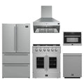 Forno 5-Piece Appliance Package - 30-inch Galiano French Door Gas Range, Hood, 36-Inch French Door Refrigerator, Dishwasher and 24-Inch Microwave Oven in Stainless Steel