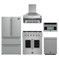 Forno 5-Piece Appliance Package - 30-inch Galiano French Door Gas Range, Hood, 36-Inch French Door Refrigerator, Dishwasher and 30-Inch Microwave Oven in Stainless Steel