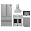 Forno 5-Piece Appliance Package - 30-inch Gas Range, Hood, Refrigerator, Dishwasher and 24-Inch Microwave Oven in Stainless Steel