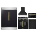 Forno 5-Piece Appliance Package - 30-inch Gas Range, Hood, Refrigerator, Dishwasher and 24-Inch Microwave Drawer in Black