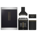 Forno 5-Piece Appliance Package - 30-inch Gas Range, Hood, Refrigerator, Dishwasher and 30-Inch Microwave Drawer in Black