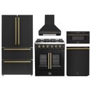 Forno 5-Piece Appliance Package - 30-inch Gas Range, Hood, Refrigerator, Dishwasher and 30-Inch Microwave Drawer in Black