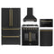 Forno 5-Piece Appliance Package - 30-inch Gas Range, Hood, Refrigerator, Dishwasher and 24-Inch Microwave Drawer in Black