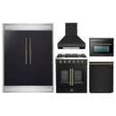 Forno 5-Piece Appliance Package - 30-inch Gas Range, Hood, Refrigerator, Dishwasher and 24-Inch Microwave Oven in Black