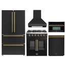 Forno 5-Piece Appliance Package - 30-inch Gas Range, Hood, Refrigerator, Dishwasher and 30-Inch Microwave Oven in Black