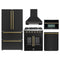 Forno 5-Piece Appliance Package - 30-inch Gas Range, Hood, Refrigerator, Dishwasher and 30-Inch Microwave Oven in Black