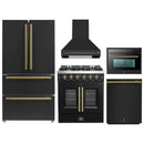 Forno 5-Piece Appliance Package - 30-inch Gas Range, Hood, Refrigerator, Dishwasher and 24-Inch Microwave Oven in Black