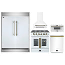 Forno 5-Piece Appliance Package - 30-inch Gas Range, Hood, Refrigerator, Dishwasher and 30-Inch Microwave Drawer in White