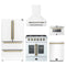 Forno 5-Piece Appliance Package - 30-inch Galiano French Door Gas Range, Hood, 36-Inch French Door Refrigerator, Dishwasher and 24-Inch Microwave Drawer in White with Antique Brass Trim
