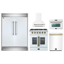 Forno 5-Piece Appliance Package - 30-inch Gas Range, Hood, Refrigerator, Dishwasher and 24-Inch Microwave Oven in White