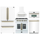 Forno 5-Piece Appliance Package - 30-inch Gas Range, Hood, Refrigerator, Dishwasher and 30-Inch Microwave Oven in White