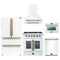 Forno 5-Piece Appliance Package - 30-inch Galiano French Door Gas Range, Hood, 36-Inch French Door Refrigerator, Dishwasher and 24-Inch Microwave Oven in White with Antique Brass Trim