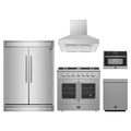 Forno 5-Piece Appliance Package - 36-inch Galiano French Door Gas Range, Hood, 60-Inch Built-In Refrigerator, Dishwasher and 24-Inch Microwave Oven in Stainless Steel