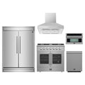 Forno 5-Piece Appliance Package - 36-inch Galiano French Door Gas Range, Hood, 60-Inch Built-In Refrigerator, Dishwasher and 30-Inch Microwave Oven in Stainless Steel