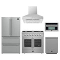 Forno 5-Piece Appliance Package - 36-inch Galiano French Door Gas Range, Hood, 36-Inch French Door Refrigerator, Dishwasher and 30-Inch Microwave Oven in Stainless Steel