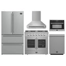 Forno 5-Piece Appliance Package - 36-inch Gas Range, Hood, Refrigerator, Dishwasher and 24-Inch Microwave Oven in Stainless Steel