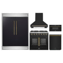 Forno 5-Piece Appliance Package - 36-inch Gas Range, Hood, Refrigerator, Dishwasher and 30-Inch Microwave Drawer in Black