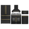 Forno 5-Piece Appliance Package - 36-inch Gas Range, Hood, Refrigerator, Dishwasher and 30-Inch Microwave Drawer in Black