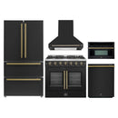 Forno 5-Piece Appliance Package - 36-inch Gas Range, Hood, Refrigerator, Dishwasher and 30-Inch Microwave Oven in Black