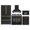 Forno 5-Piece Appliance Package - 36-inch Gas Range, Hood, Refrigerator, Dishwasher and 30-Inch Microwave Oven in Black