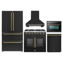 Forno 5-Piece Appliance Package - 36-inch Gas Range, Hood, Refrigerator, Dishwasher and 24-Inch Microwave Oven in Black