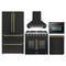 Forno 5-Piece Appliance Package - 36-inch Gas Range, Hood, Refrigerator, Dishwasher and 24-Inch Microwave Oven in Black