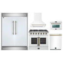 Forno 5-Piece Appliance Package - 36-inch Gas Range, Hood, Refrigerator, Dishwasher and 24-Inch Microwave Oven in White