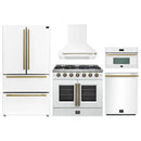 Forno 5-Piece Appliance Package - 36-inch Gas Range, Hood, Refrigerator, Dishwasher and 30-Inch Microwave Oven in White