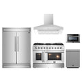 Forno 5-Piece Appliance Package - 48-inch Galiano French Door Gas Range, Hood, 60-Inch Built-In Refrigerator, Dishwasher and 24-Inch Microwave Drawer in Stainless Steel