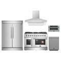 Forno 5-Piece Appliance Package - 48-inch Galiano French Door Gas Range, Hood, 60-Inch Built-In Refrigerator, Dishwasher and 30-Inch Microwave Drawer in Stainless Steel