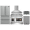 Forno 5-Piece Appliance Package - 48-inch Gas Range, Hood, Refrigerator, Dishwasher and 30-Inch Microwave Drawer in Stainless Steel