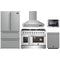 Forno 5-Piece Appliance Package - 48-inch Gas Range, Hood, Refrigerator, Dishwasher and 24-Inch Microwave Drawer in Stainless Steel