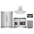Forno 5-Piece Appliance Package - 48-inch Galiano French Door Gas Range, Hood, 60-Inch Built-In Refrigerator, Dishwasher and 30-Inch Microwave Oven in Stainless Steel