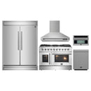 Forno 5-Piece Appliance Package - 48-inch Gas Range, Hood, Refrigerator, Dishwasher and 30-Inch Microwave Oven in Stainless Steel