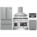 Forno 5-Piece Appliance Package - 48-inch Gas Range, Hood, Refrigerator, Dishwasher and 30-Inch Microwave Oven in Stainless Steel